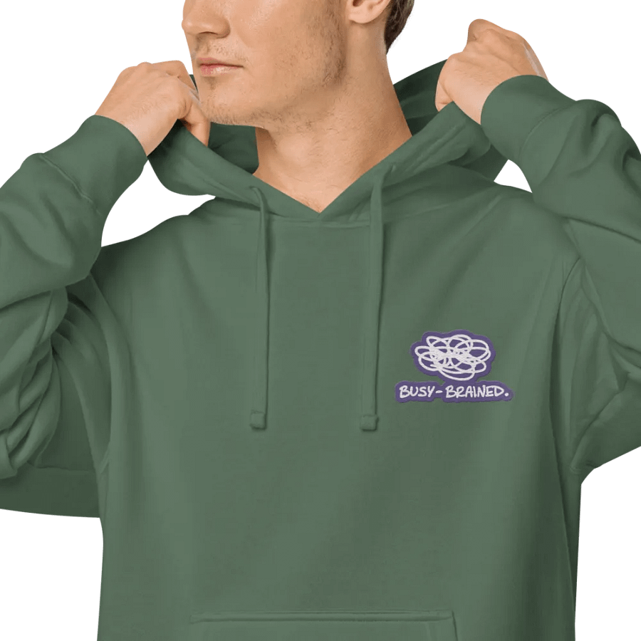 BUSY-BRAINED (L.C. purple bubble design 2) embroidered pigment hoodie product image (18)