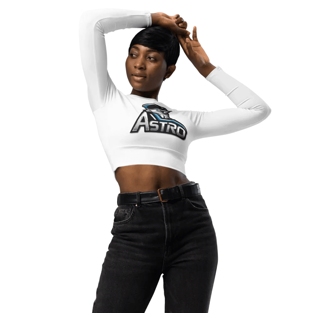 Astro Women's Long Sleeve Crop Top - White Astronaut Design product image (3)