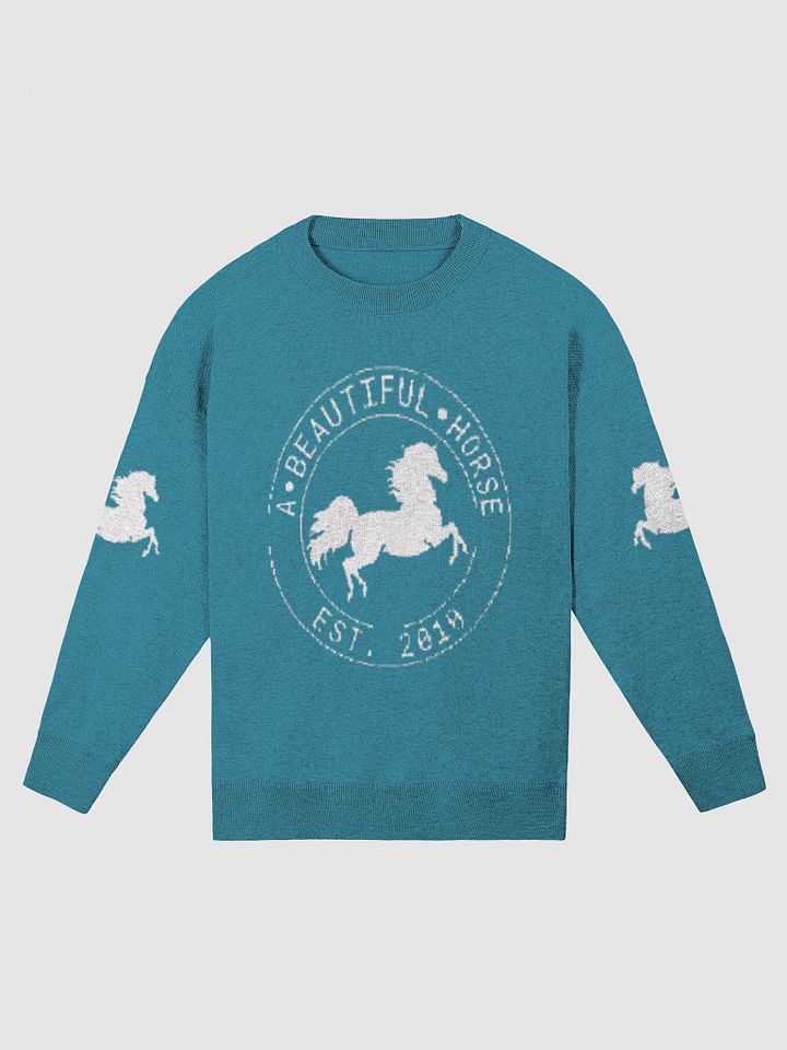 A Beautiful Horse™ Teal Knitted Crewneck Sweater product image (3)