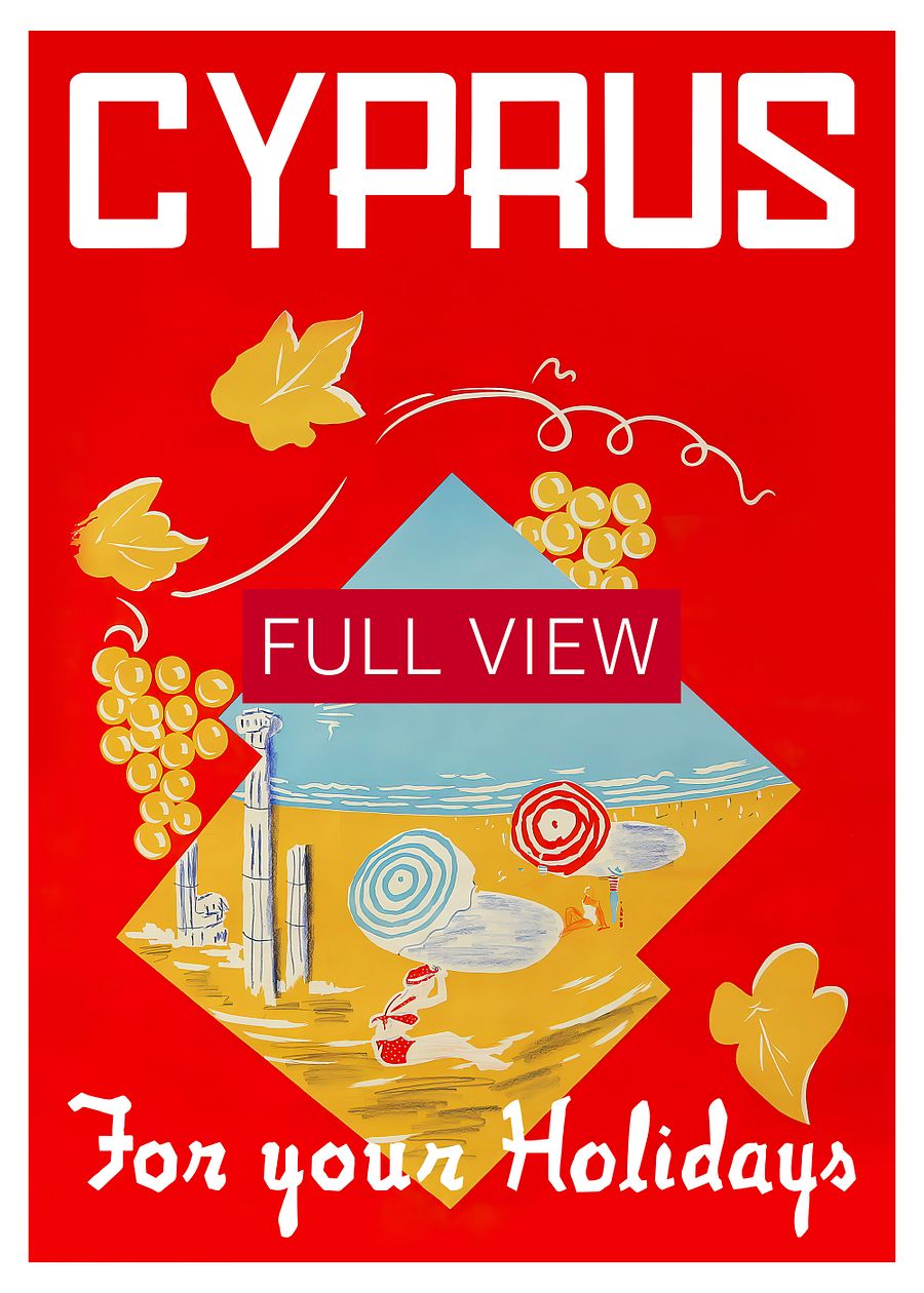 Cyprus, Nicosia, 1960s — retro travel poster product image (3)