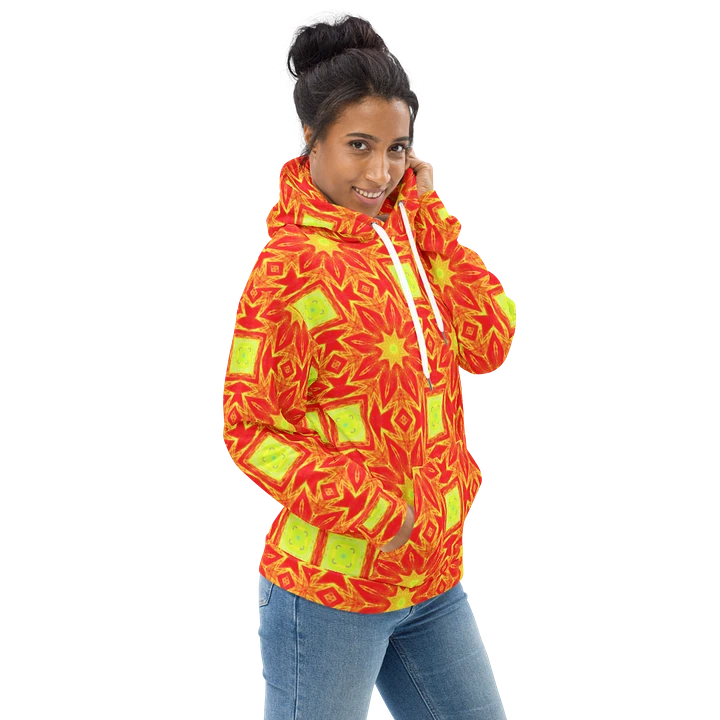 Abstract Repeating Orange Flower Unisex Pull Over Hoodie product image (1)