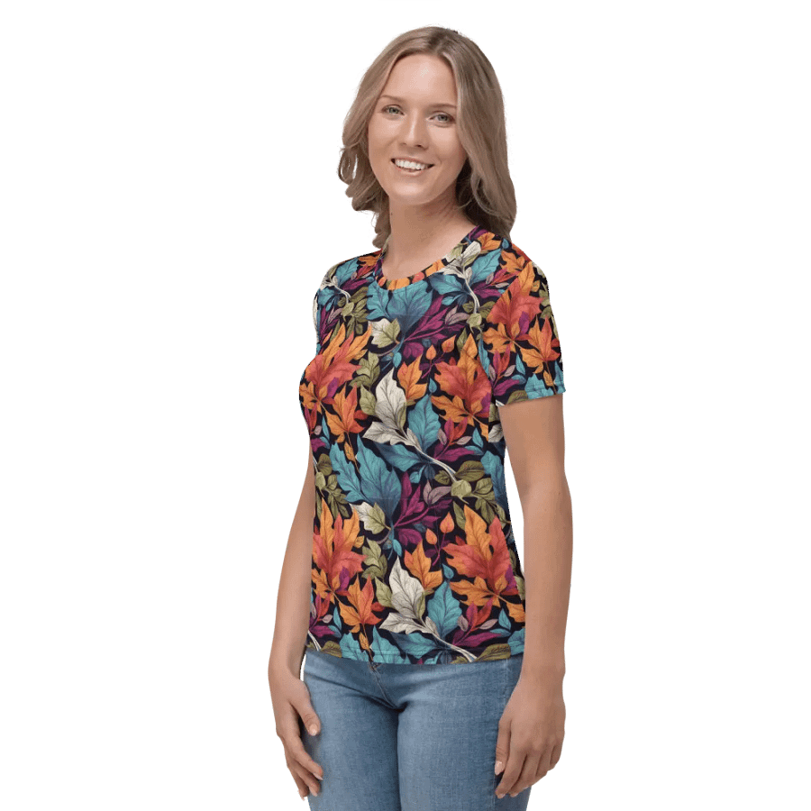 Leaf Pattern All Over Print T-shirt product image (5)