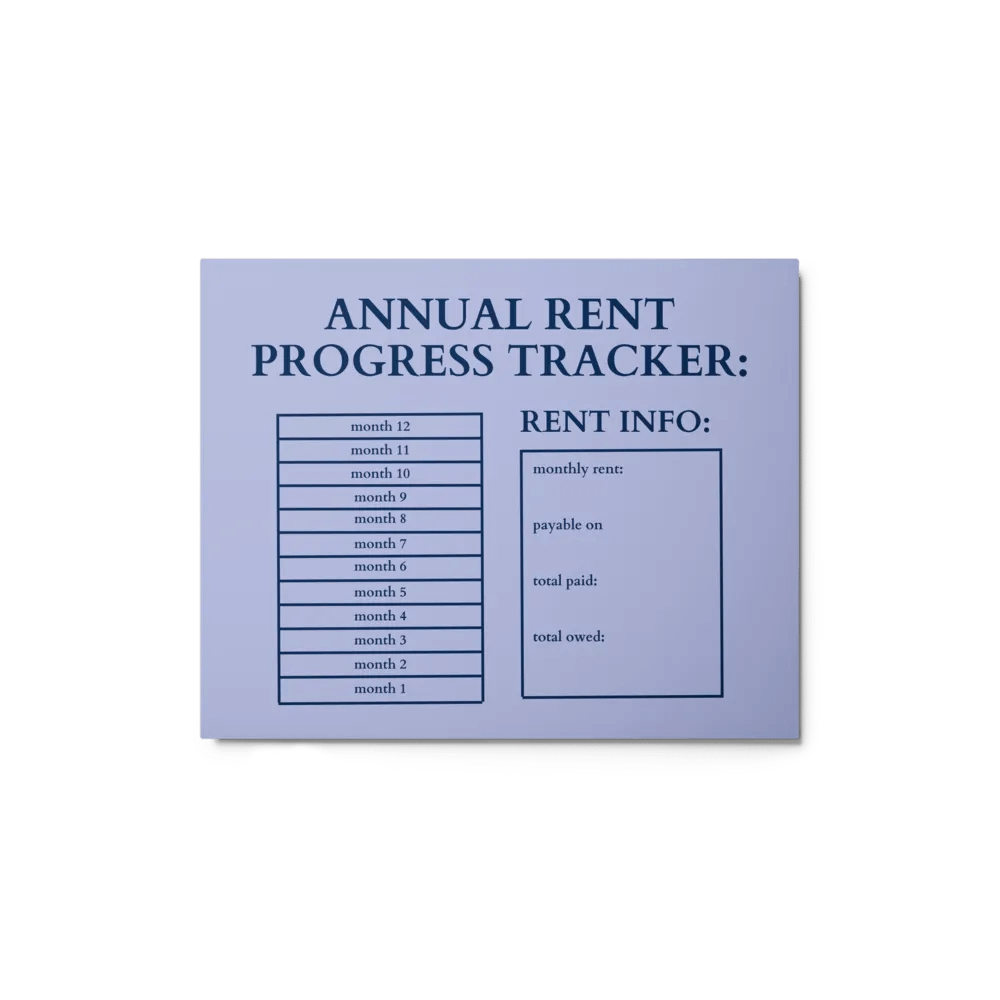 HIGHFALUTIN ANNUAL RENT TRACKER (navy design 2) product image (1)