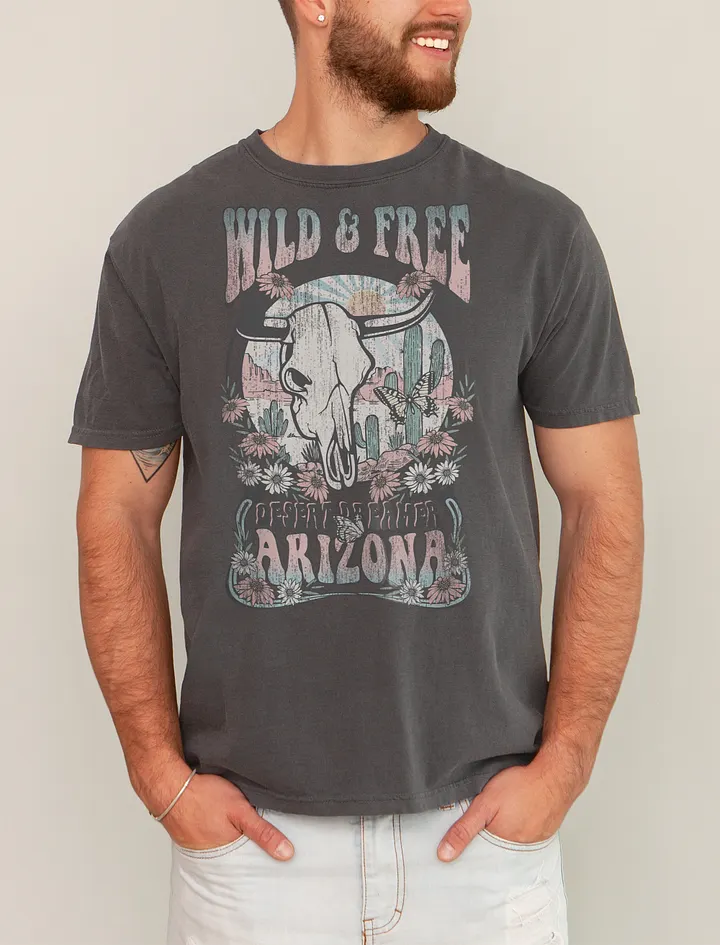 Wild and Free: Arizona Desert Tee | Retro-Style Western T-Shirt for Travel and Road Trips product image (24)