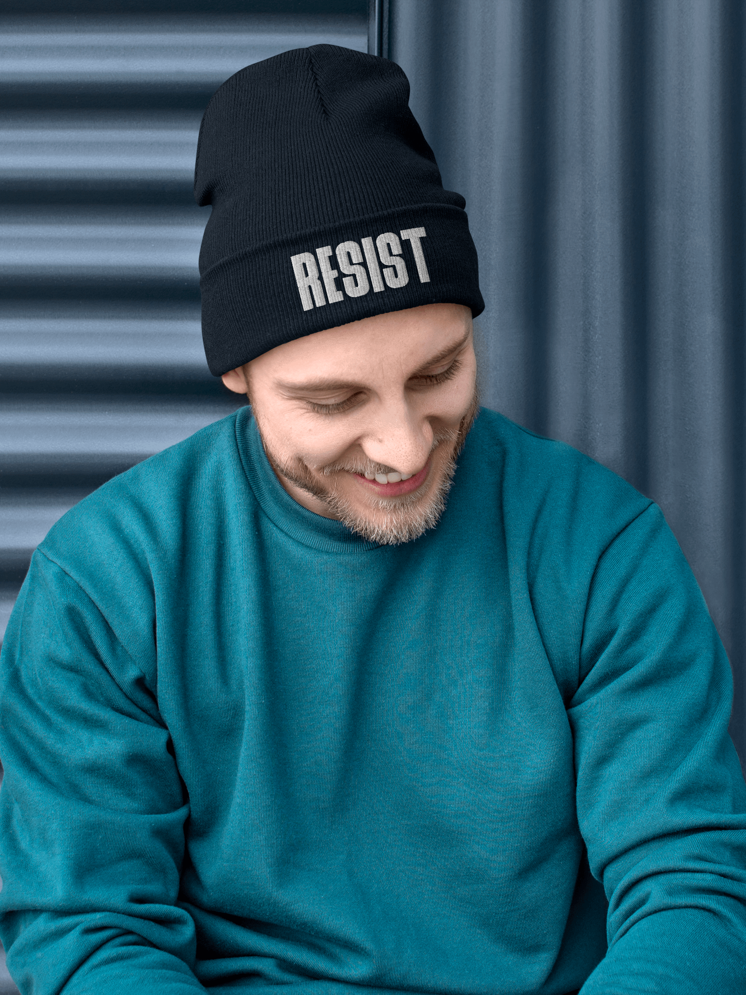 Resist Embroidered Knit Beanie, Resistance Skull Cap product image (8)