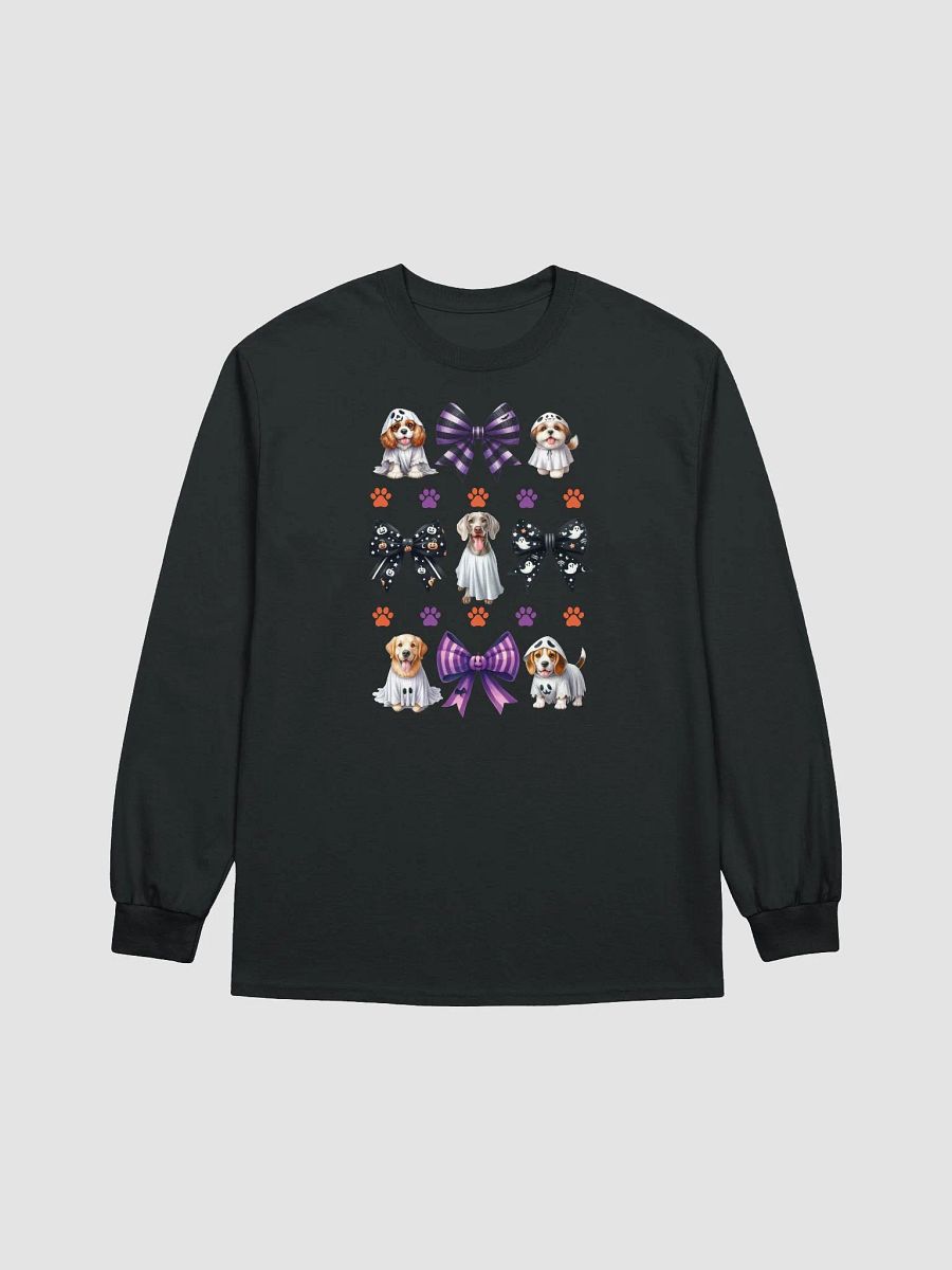 Cute Halloween Dog Ghosts and Bows Long Sleeve T-Shirt Design1 product image (2)