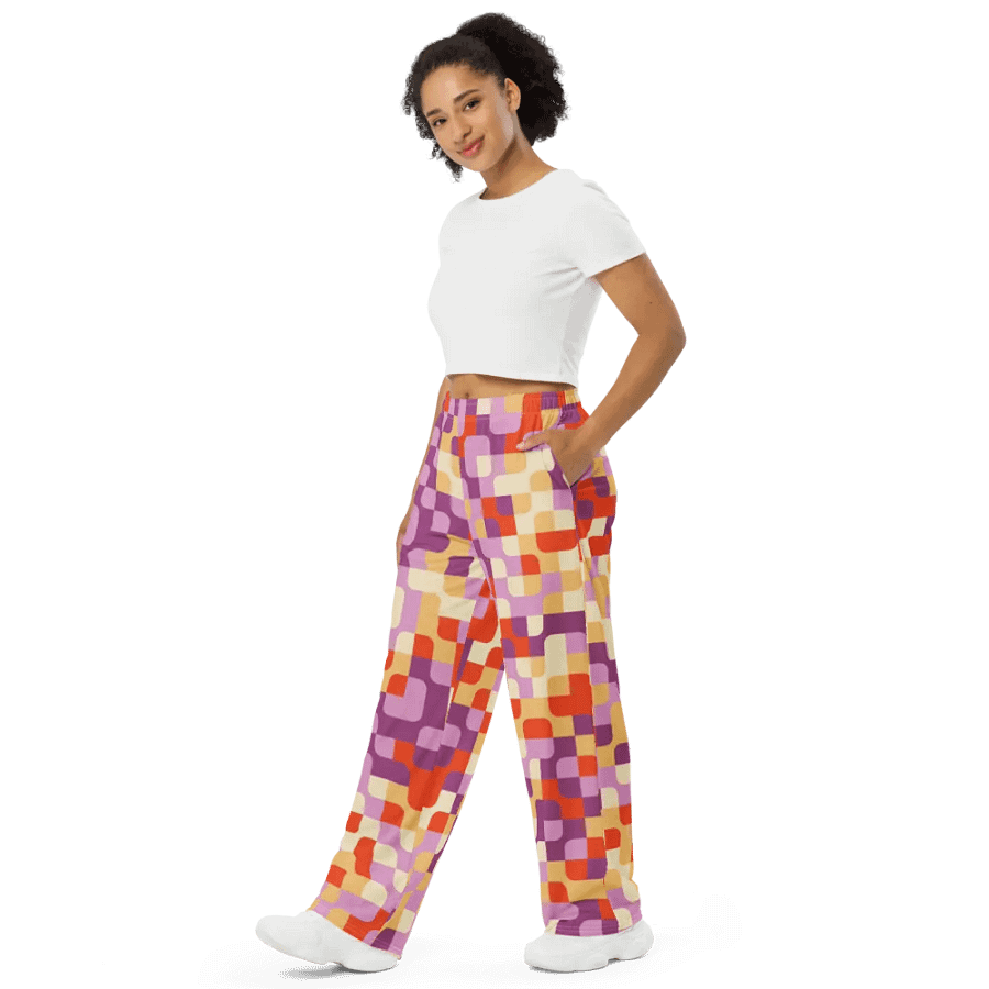 BUIII Pixelated Geometry: Autumn Breeze Wide-Leg Pants product image (4)