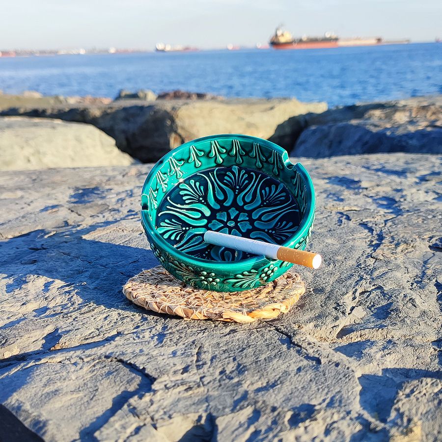 Handmade Turquoise Ceramic Ashtray – Unique Artisanal Home Decor, directly from the shores of the Bosphorus! product image (5)