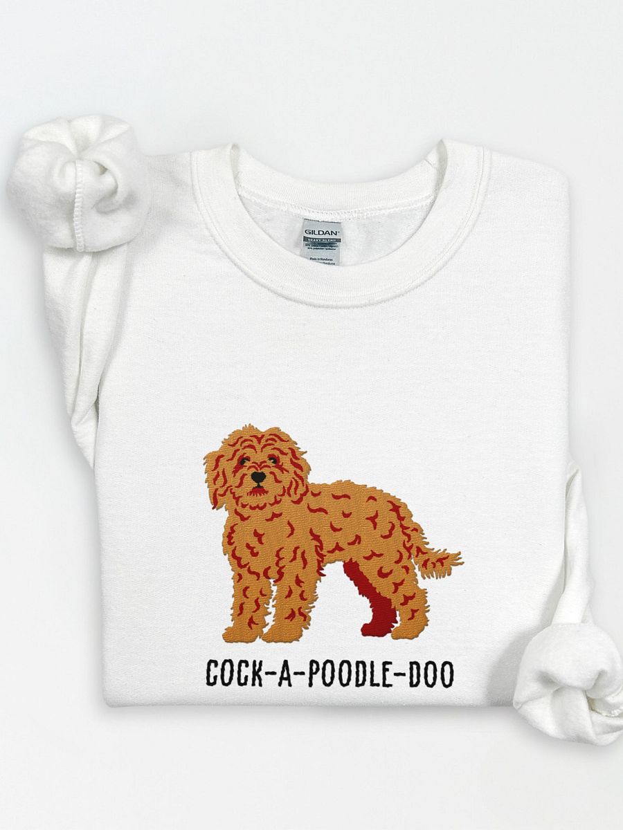 Cock-A-Poodle-Doo Sweatshirt (Embroidered) of a Cockapoo(Tan) product image (1)