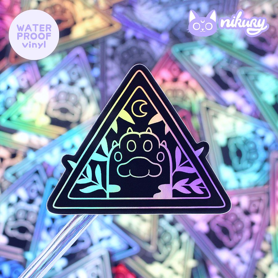 Black Holo Witchy Cat Paw Sticker product image (5)