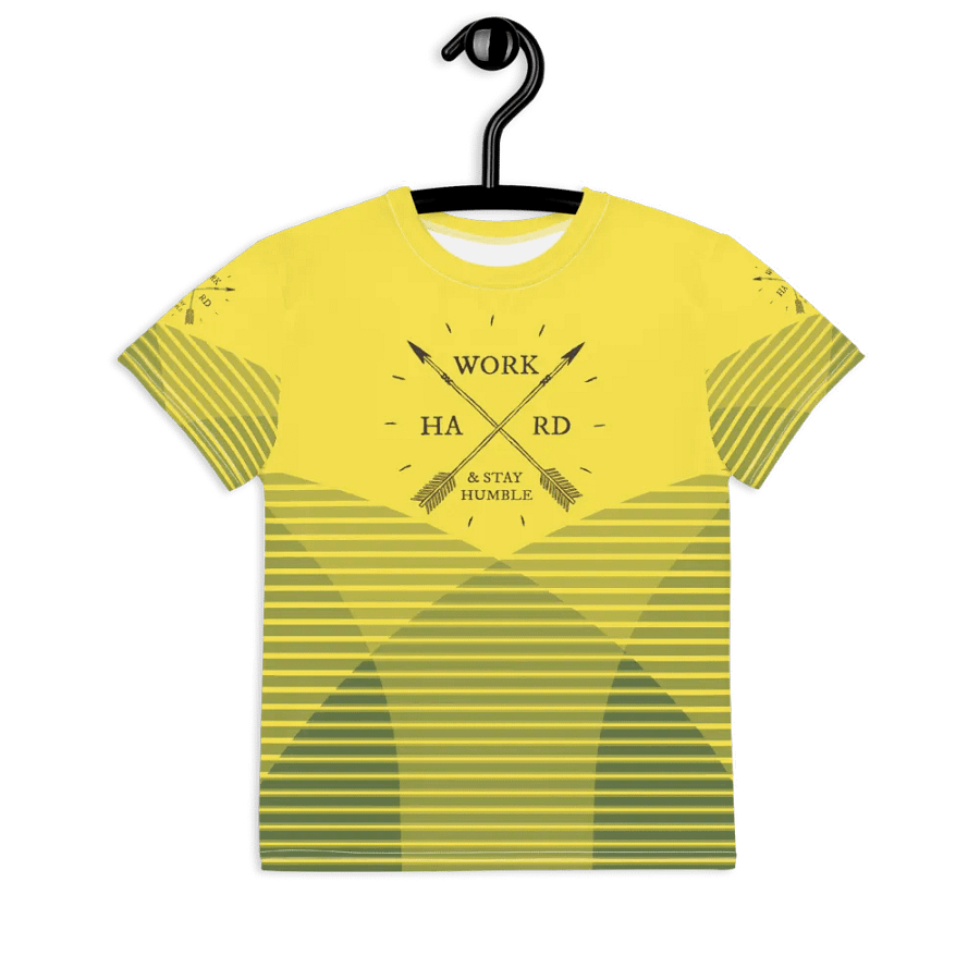 'Work Hard & Stay Humble' Work Ethic Yellow Youth T-Shirt product image (12)