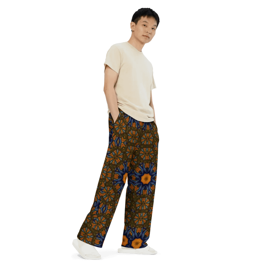 Orange and Blue Sketchy Kaleidoscope Wideleg Pants product image (6)