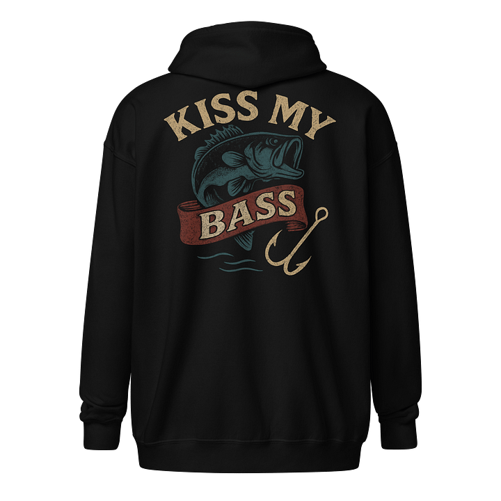 Funny Fishing Zip Hoodie – Kiss My Bass Vintage Humor product image (1)