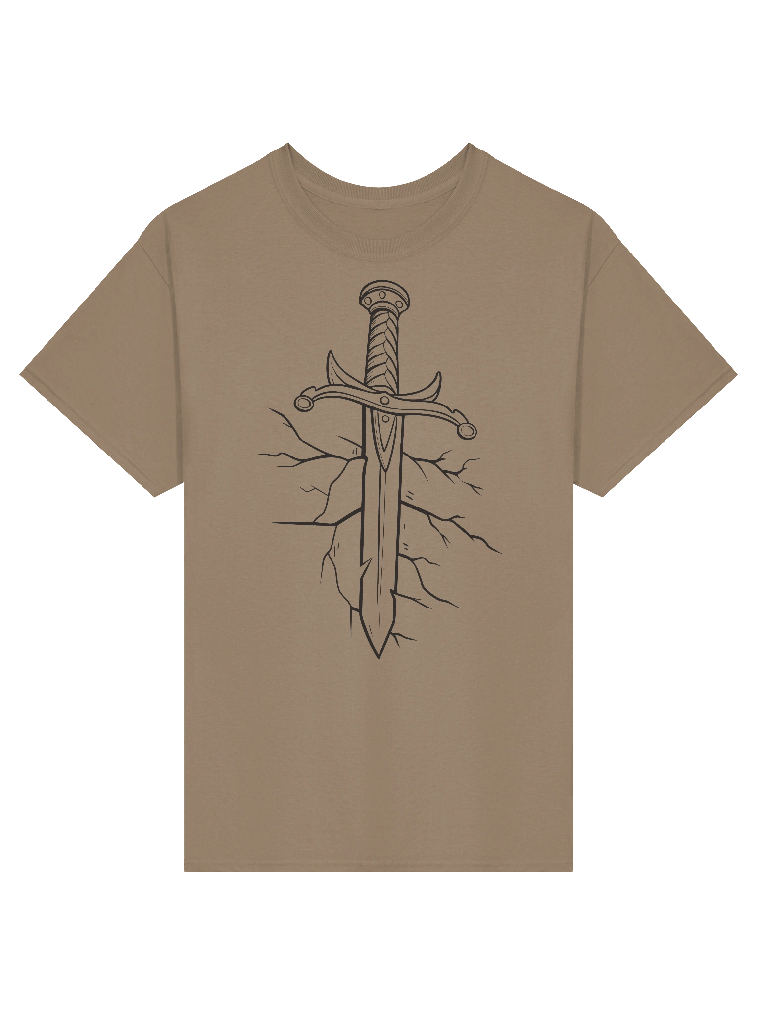 Shattered Ground Sword — Line Art Warrior T-Shirt product image (1)