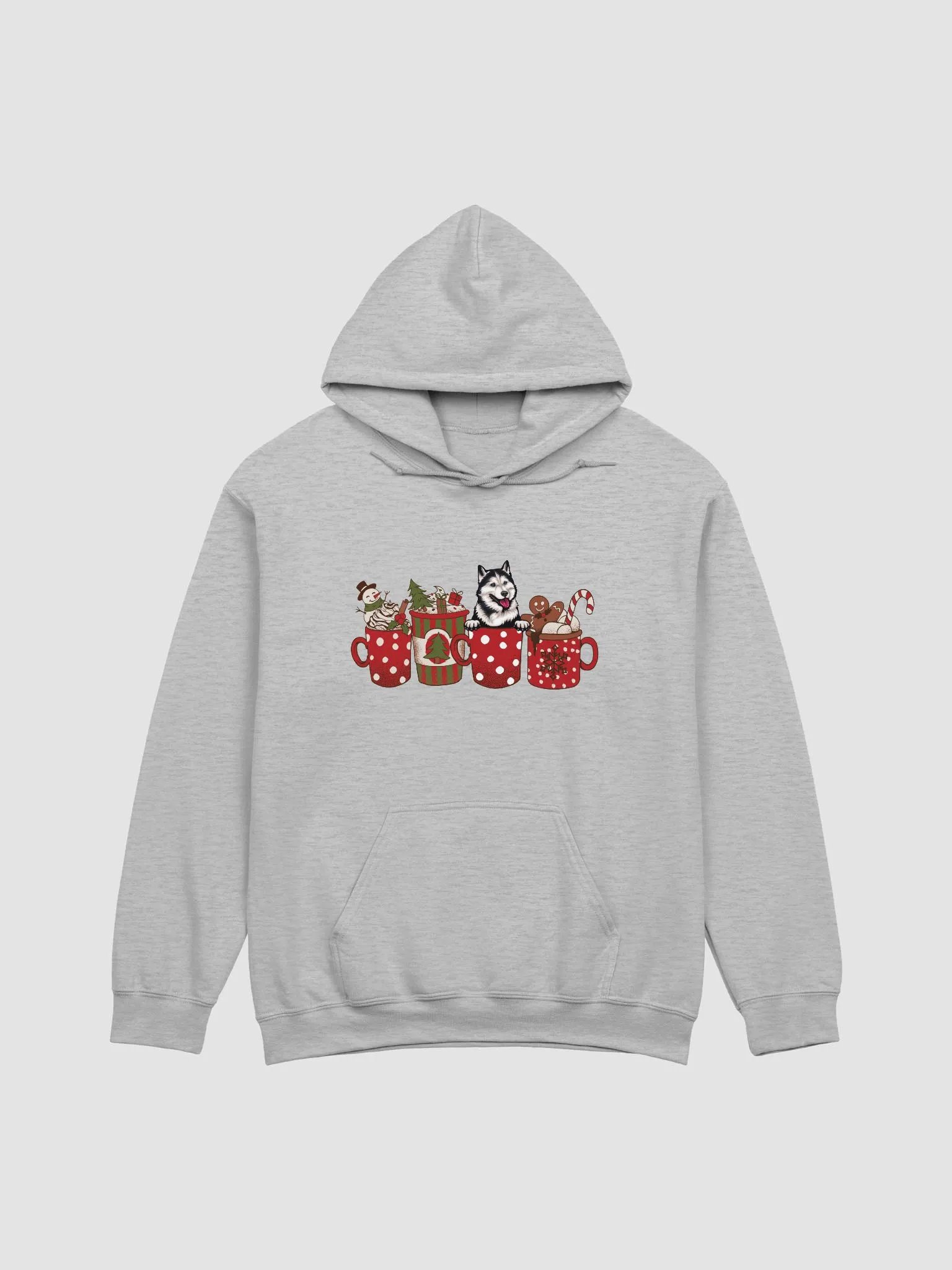 Cute Siberian Husky in a Christmas Cup Hooded Sweatshirt | Funny Christmas Pup in a Cup product image (24)