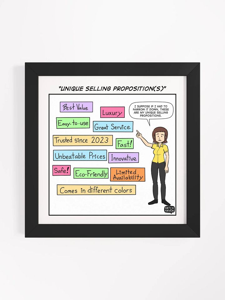 "Unique selling proposition(s)" framed poster (10″×10″) product image (1)
