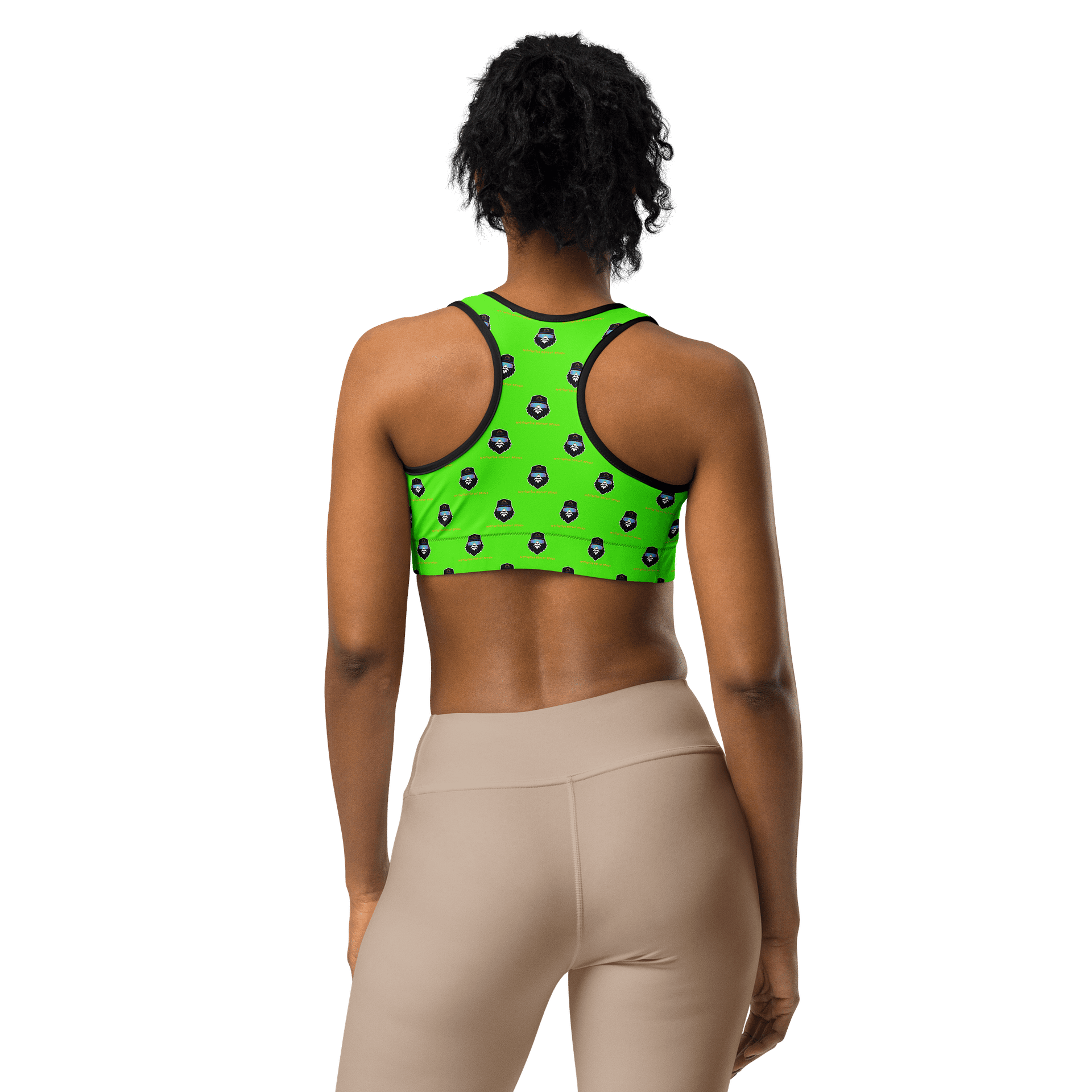 Synthsquatch Fitness Bigfoot Monogram Logo All-Over Print Sports Bra (Neon Green) product image (3)