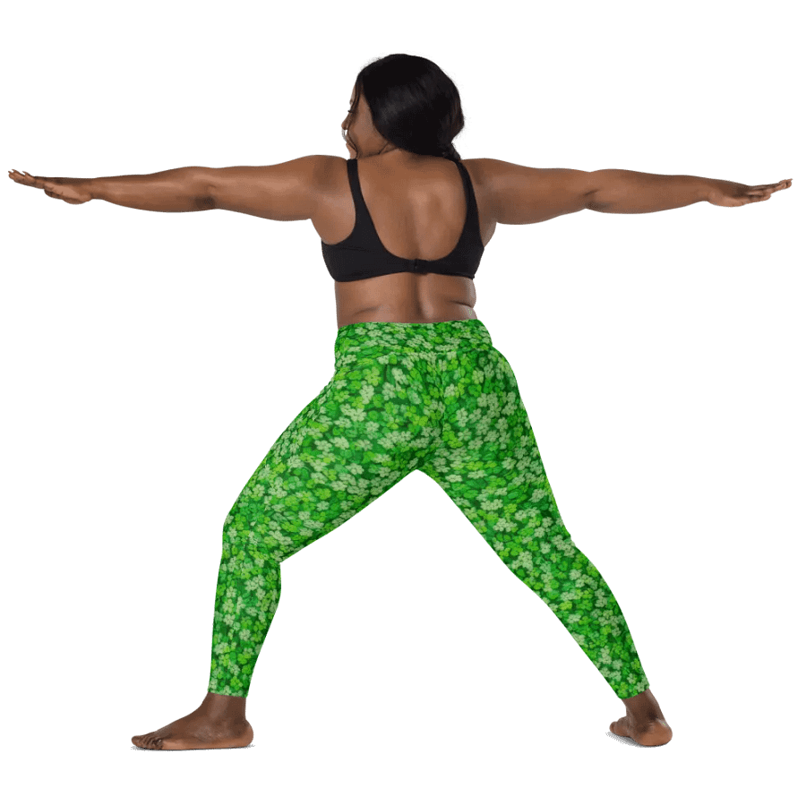 Whimsical St Patrick’s Day Lucky Four Clovers Leggings product image (4)