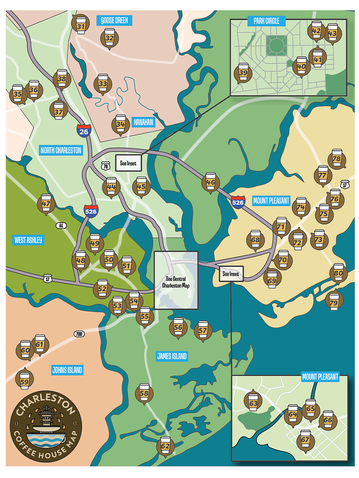 Charleston, SC 2025 Coffee House Map - Instant Digital Download product image (2)