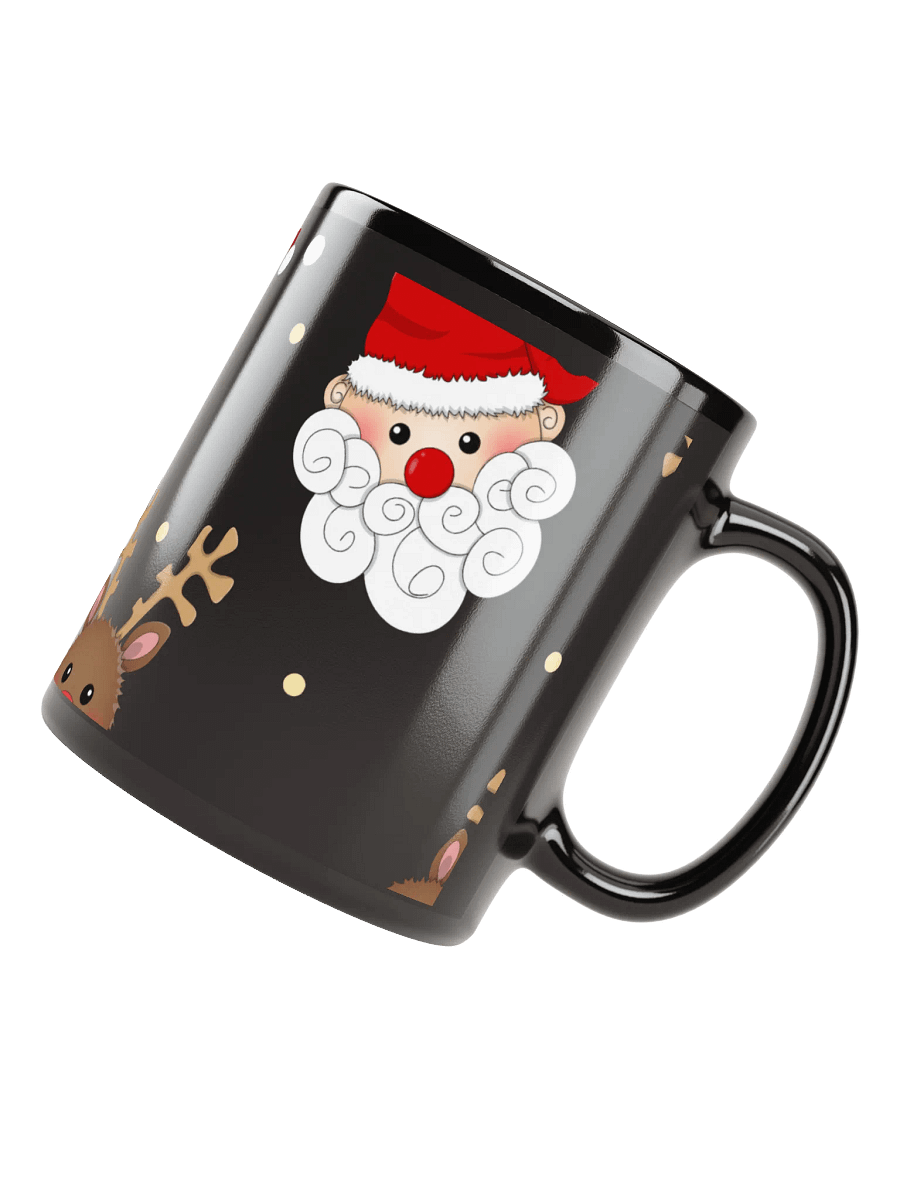 Festive Santa & Reindeer Black Glossy Mug product image (7)