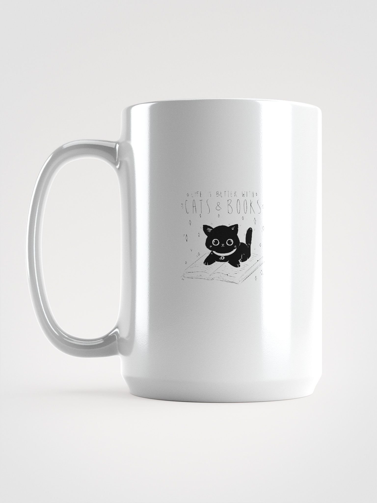 Cats and Books White Glossy Mug product image (1)