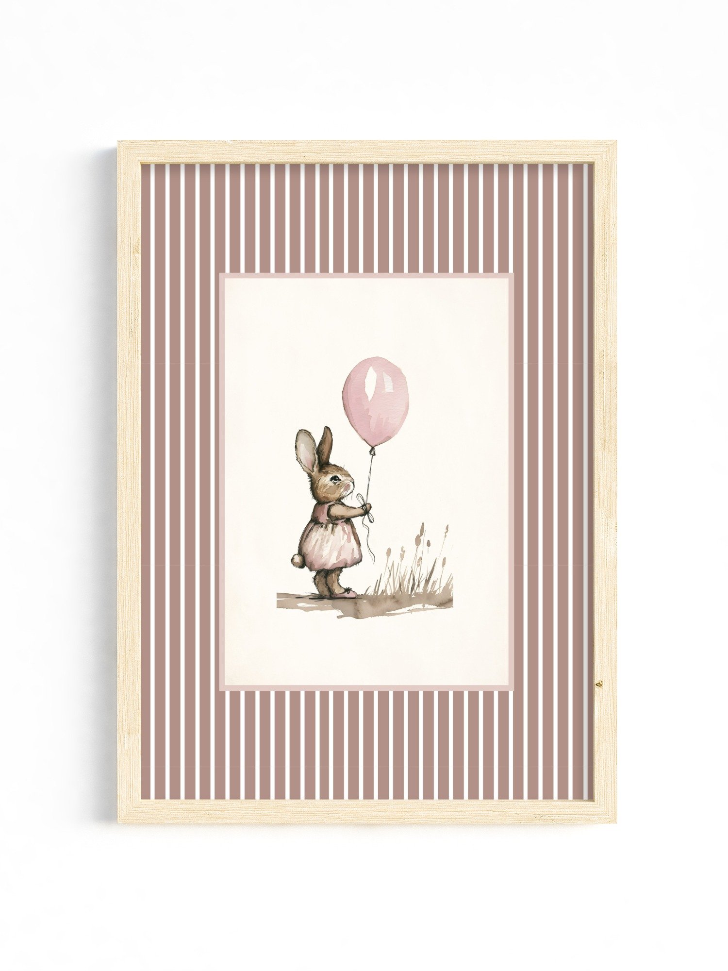 Vintage Pink Bunny Nursery Print product image (1)