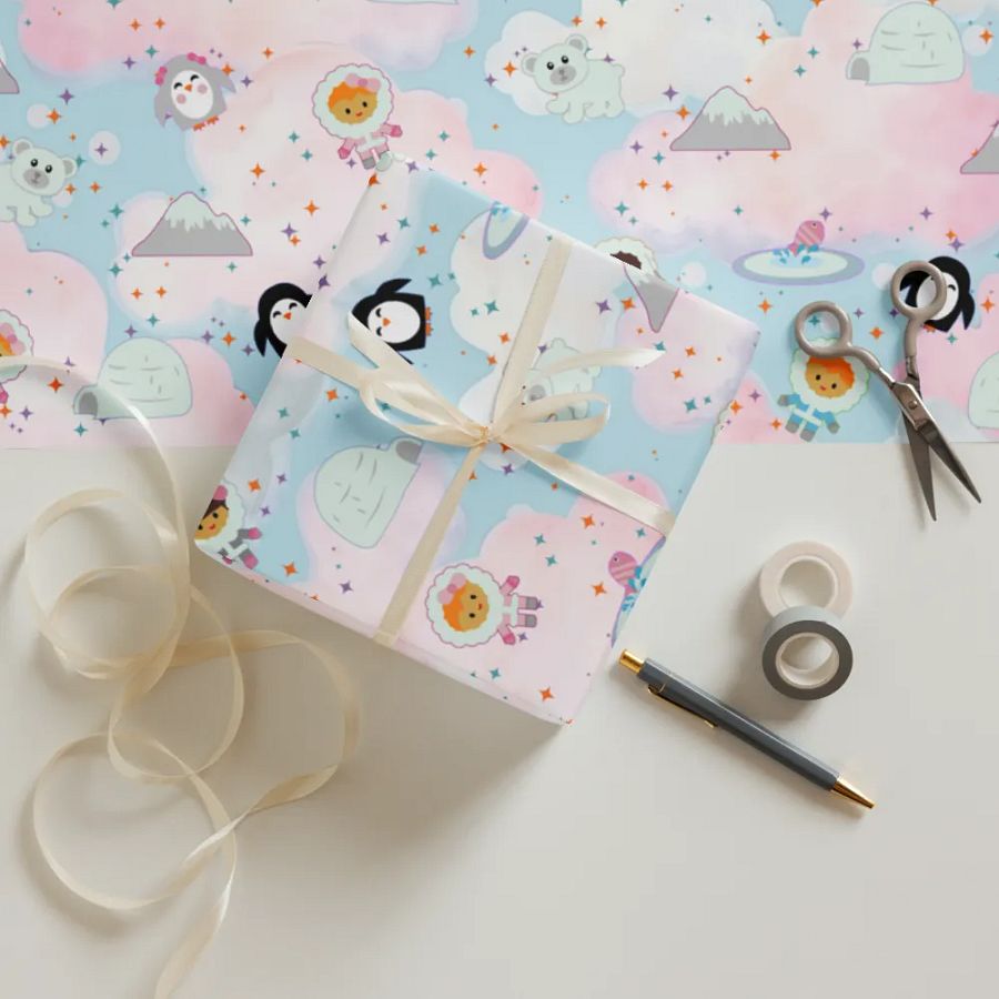 Snow Babies in Cotton Candy Clouds 3 Pack Sheets Wrapping Paper product image (7)