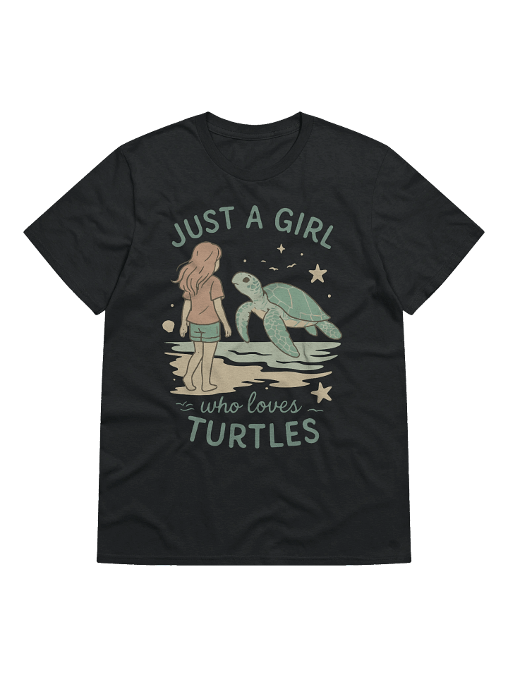 Vintage Beach Illustration of a Girl Watching a Sea Turtle Under the Stars – Cute Ocean Animal Lover product image (1)