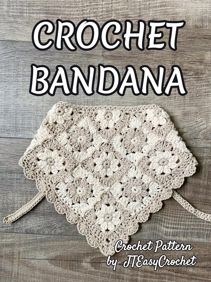 Flower Granny Square Bandana Easy Crochet Pattern Retro Lace Kerchief product image (5)