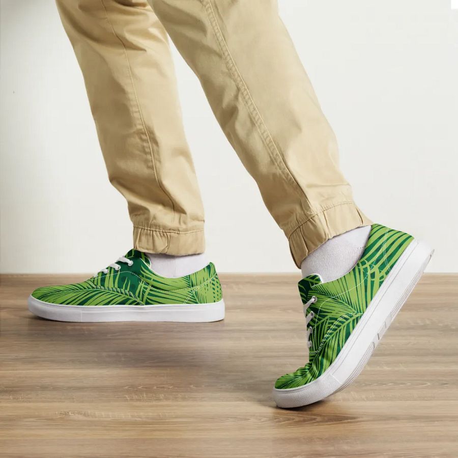 Tropical Palm Leaves Men's Lace-Up Canvas Shoes product image (6)
