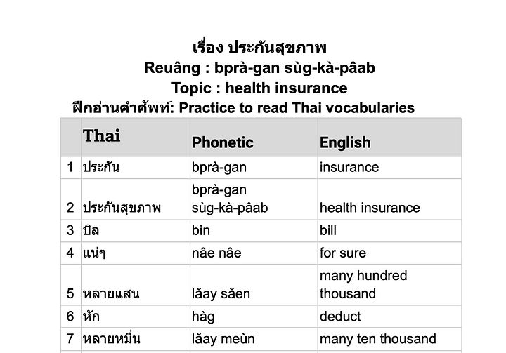 Thai conversation: Health Insurance product image (2)