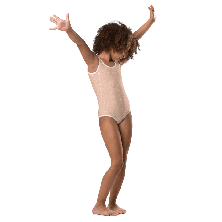 Cherry Blossoms on Cream Kids One-Piece Swimsuit product image (2)
