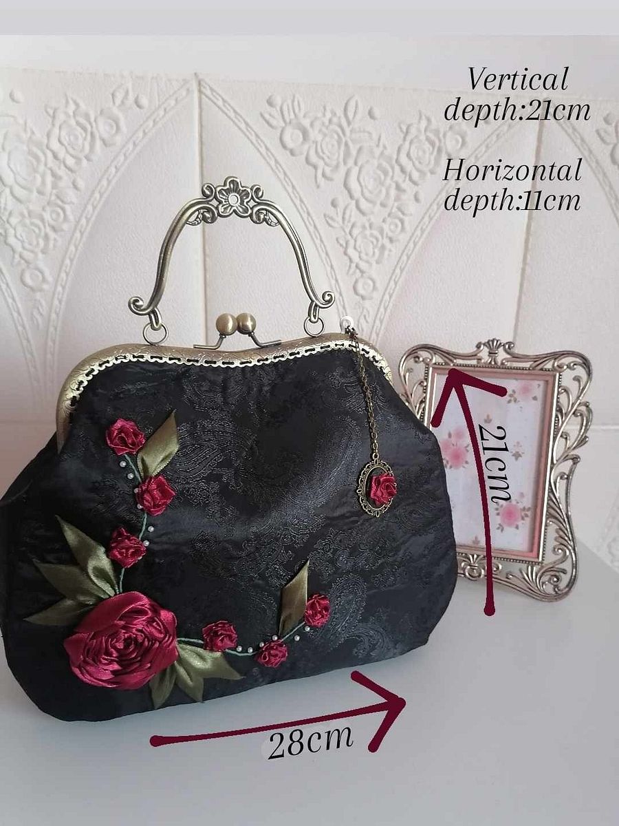 Black handbag-lace embroidery product image (1)