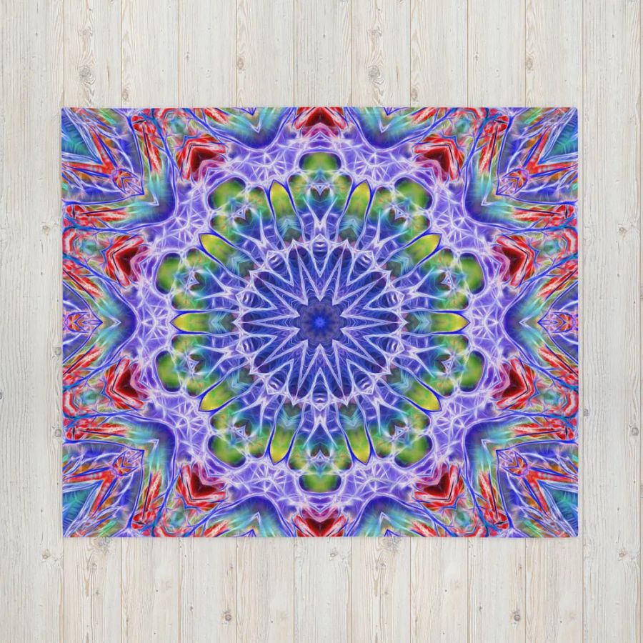 Blue Red Kaleidoscope Throw Blanket product image (16)