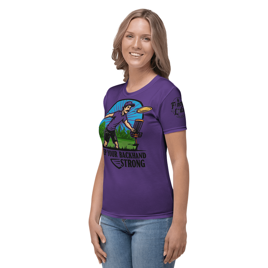 Fancy Lads Women's Purple T-shirt "Keep Your Backhand Strong" product image (3)