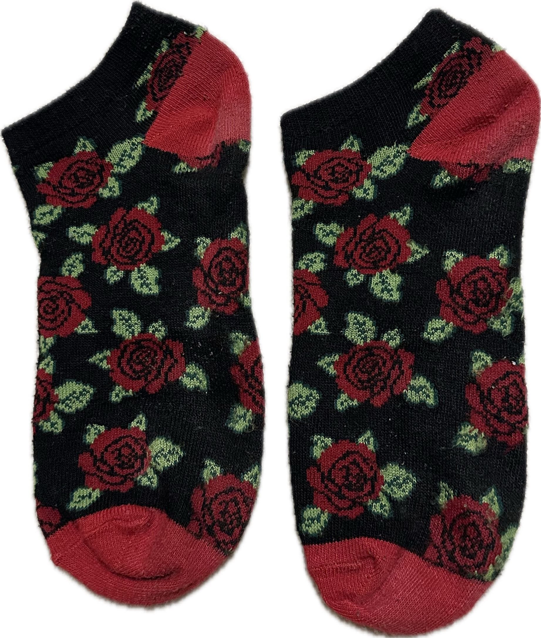 Red and black rose ankle socks product image (1)
