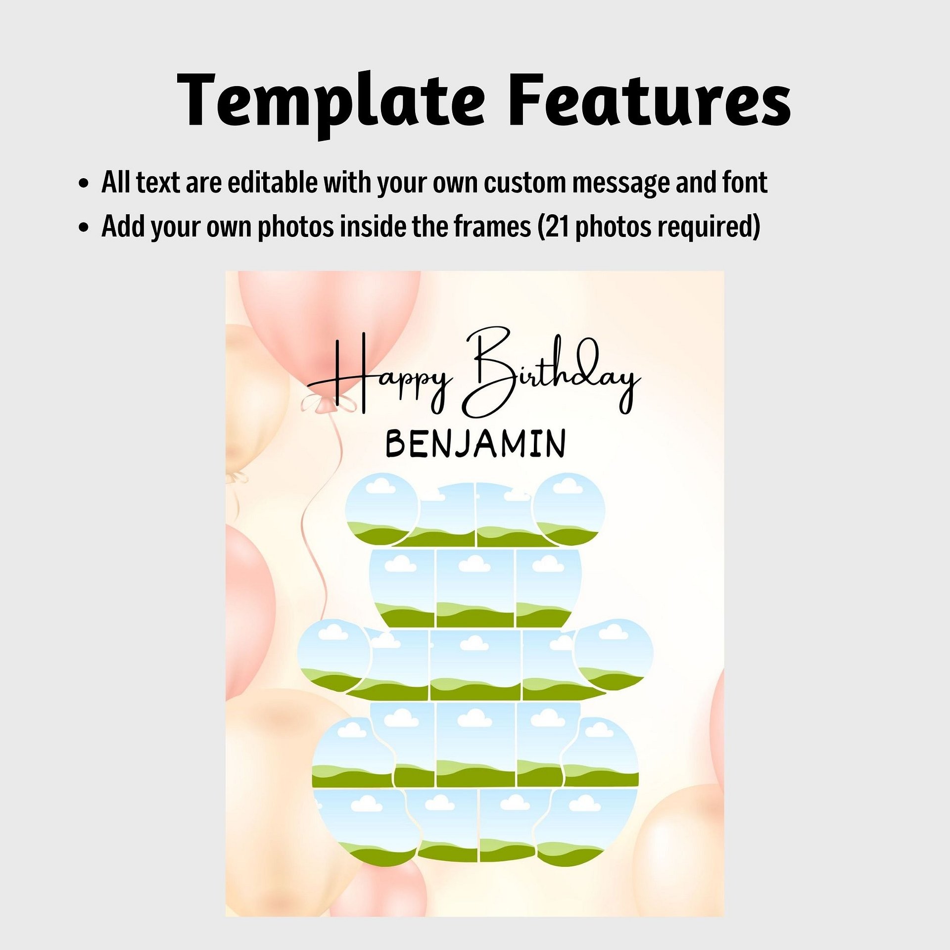 Bear Themed Birthday Photo Collage Canva Template product image (4)