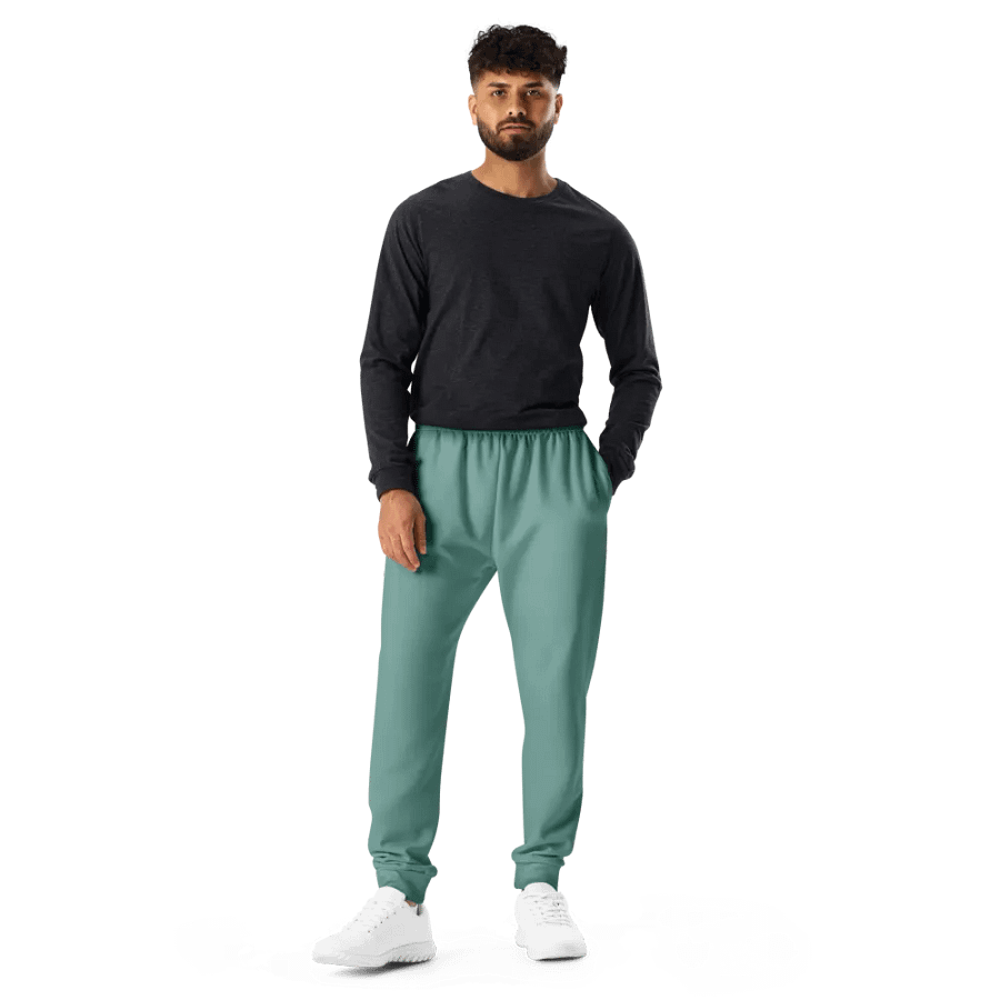 Plain Medium Teal Green Soft Summer Recycled Polyester Premium Men's Joggers by Treasure Pie product image (11)