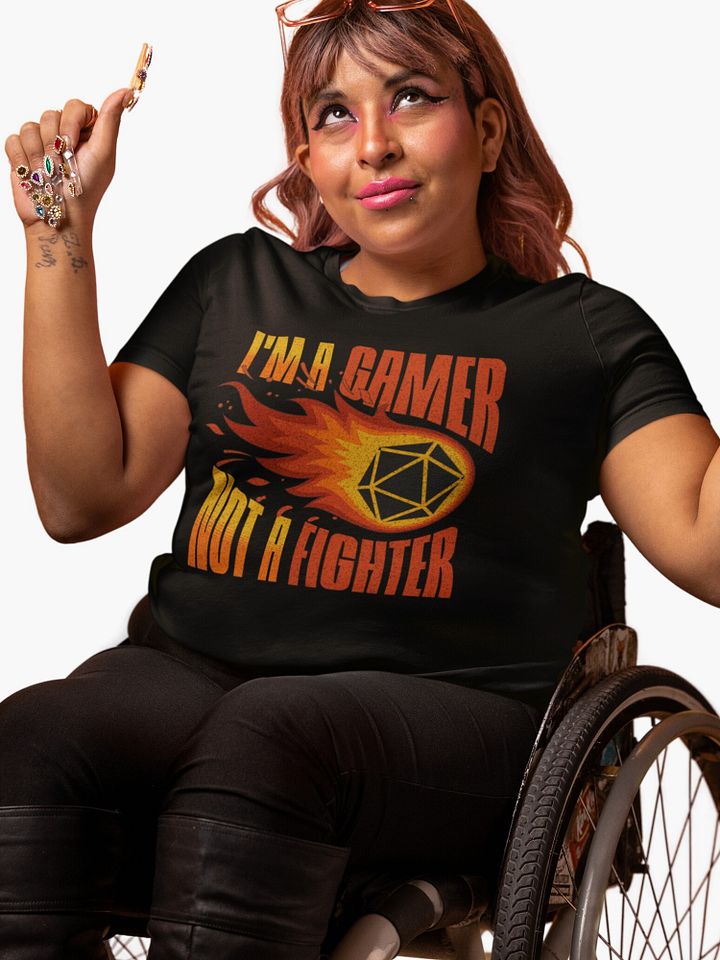 Fireball D20 T-shirt for Board Gamers - I'm a Gamer Not a Fighter product image (1)