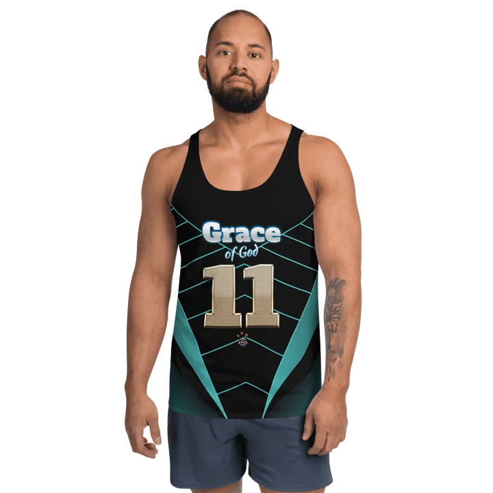 Black and Light Green Grace of God Men's Tank-top product image (1)