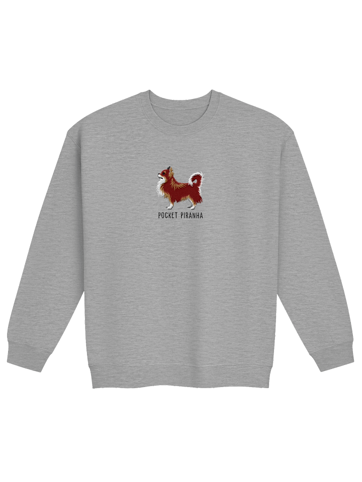 Pocket Piranha Sweatshirt (Embroidered) of a Longhaired Chihuahua(Chocolate) product image (6)