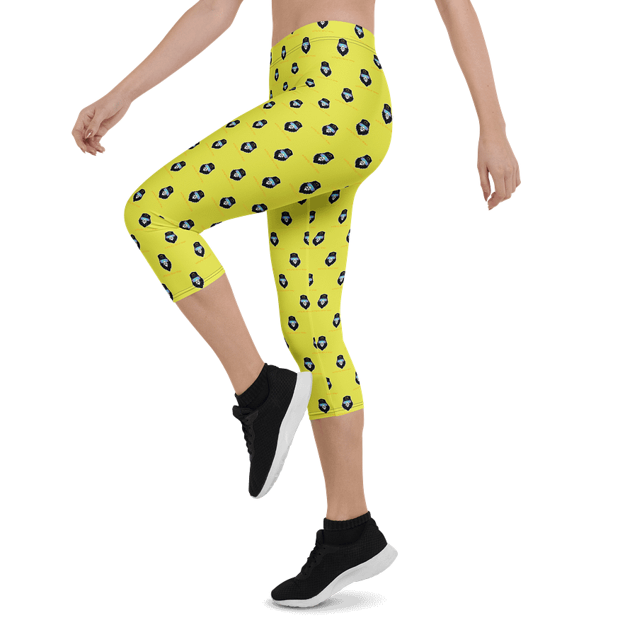 Synthsquatch Fitness Bigfoot Monogram Logo All-Over Print Capri Leggings (Neon Yellow) product image (3)