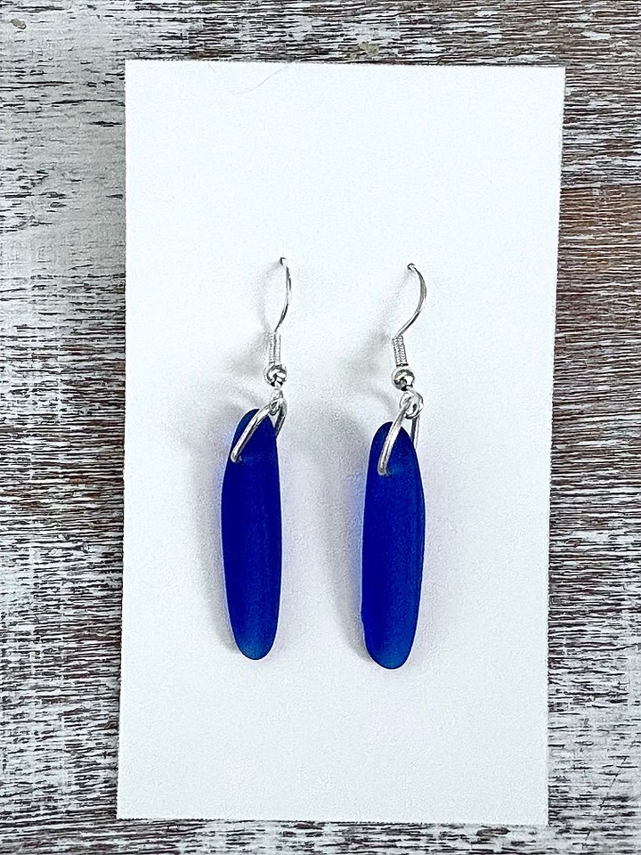 Sea Glass Drop Earrings | Cobalt Blue | Handmade Coastal Charm Jewelry by Monique Faella Designs™ | MFD-00105 or MFD-00106 product image (1)