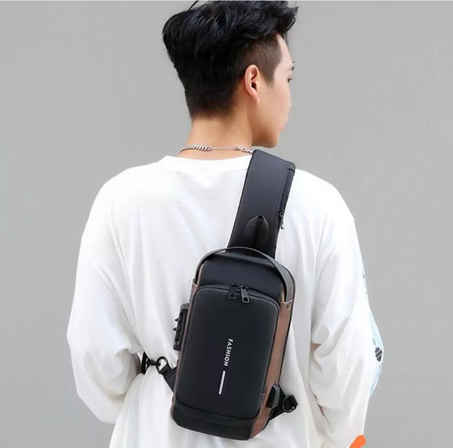 Newest Men Anti Theft Chest Bag Shoulder USB Charging Crossbody Package School product image (4)