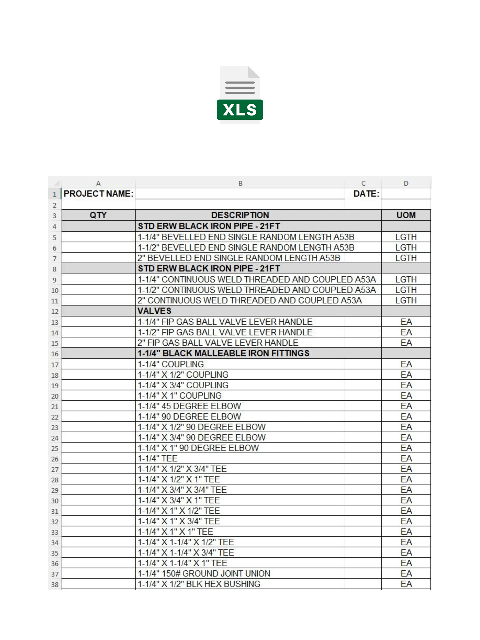 Black Iron BOM MS Excel Template No 4 product image (1)