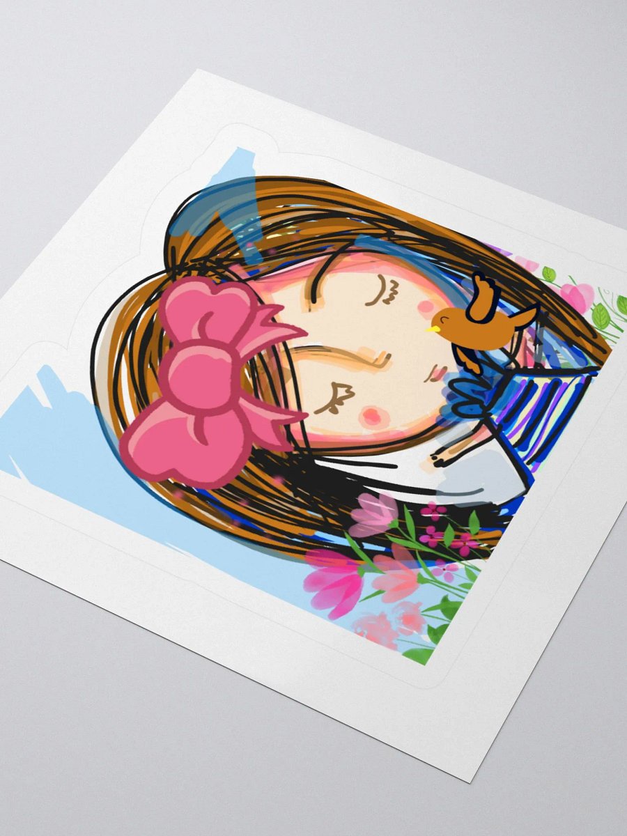 Whimsical Girl and Bird Kiss Cut Stickers product image (3)