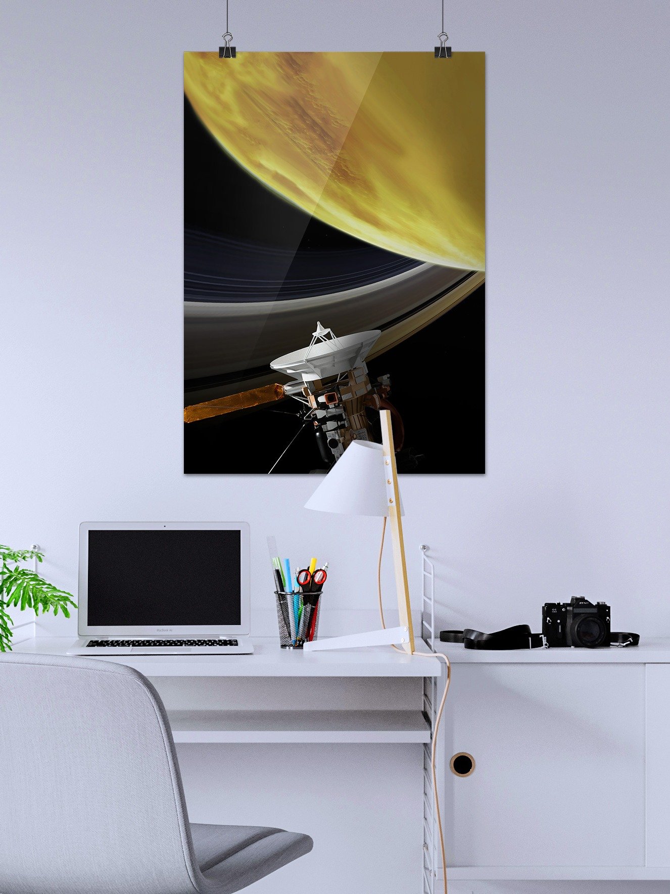 Saturn and Cassini probe (Up and down) — space poster, science poster, space photo, nasa poster product image (2)
