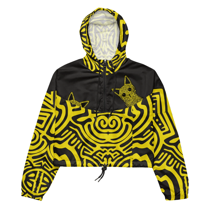 Gossip Cat Pattern Crop Hoodie Windbreaker product image (1)