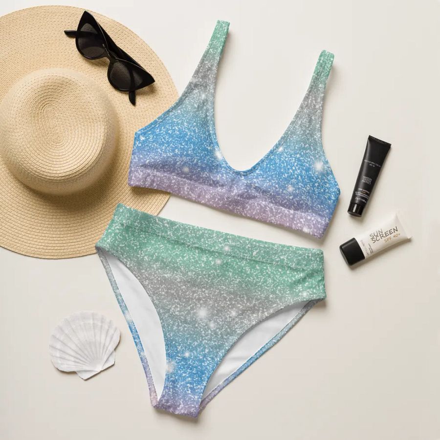 Glitter Unicorn Texture Design High Waisted Bikini (10) product image (11)