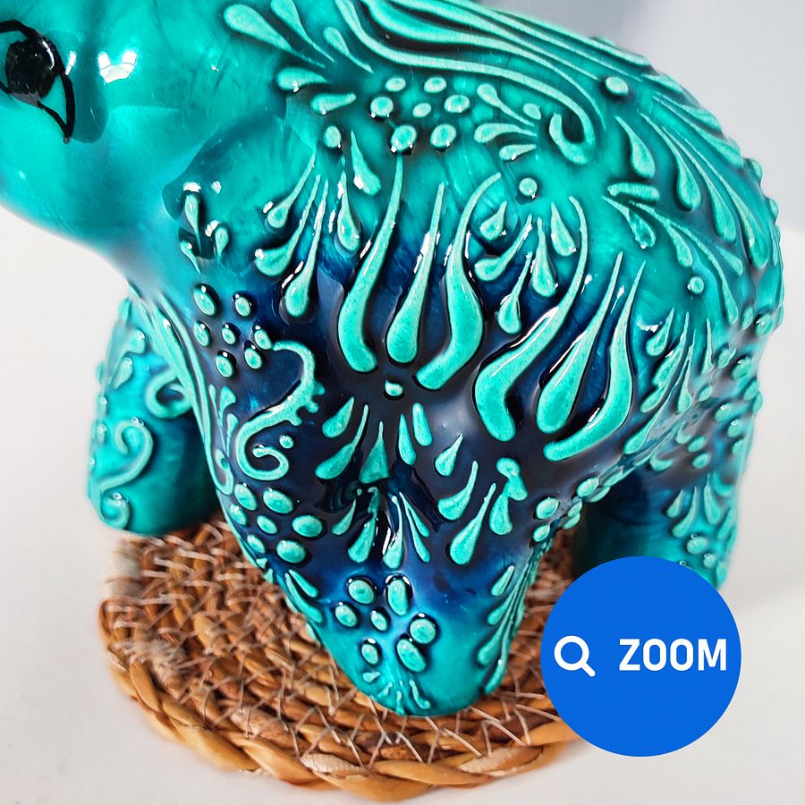 Ceramic turquoise elephant — handmade pottery, handmade ceramic, home decor, handmade gift, Turkish ceramic product image (6)